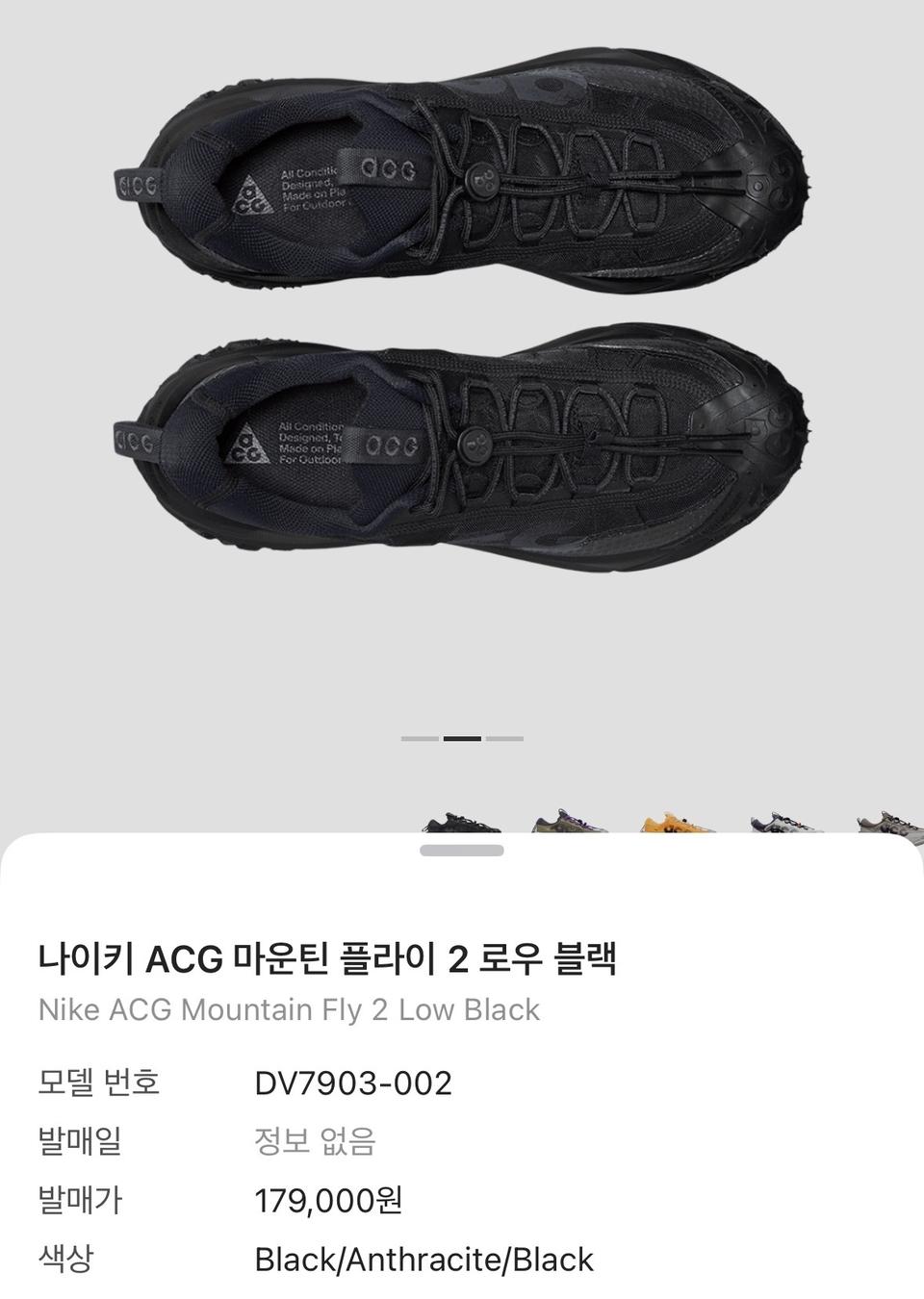 쿨거 6만 (260) 나이키 ACG 마운틴 플라이 2 로우 블랙