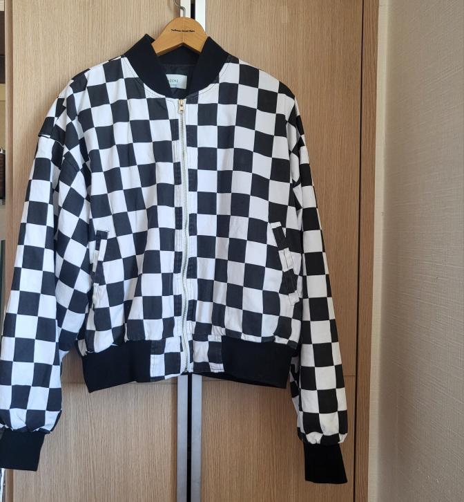 체크 블루종자켓