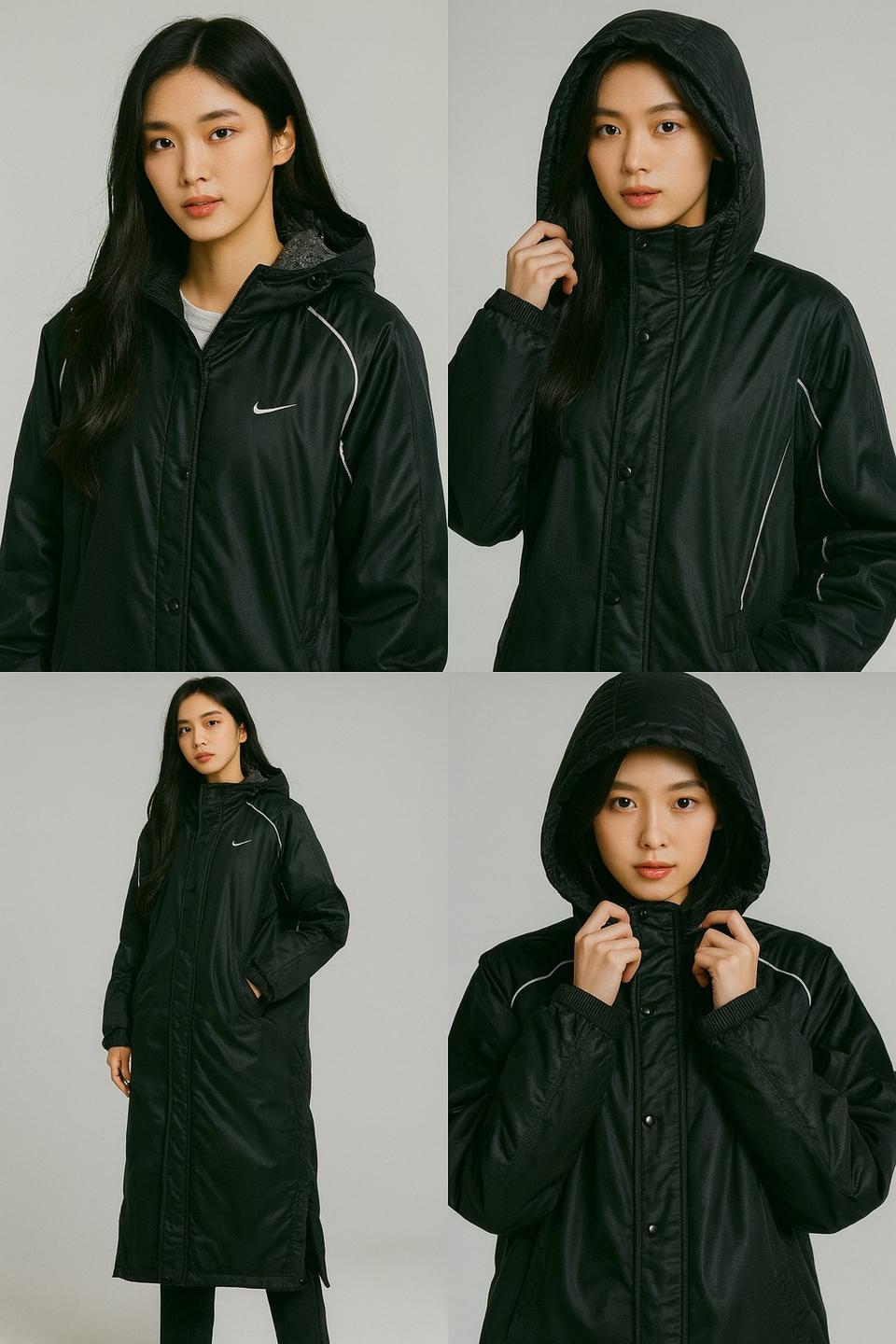 나이키 올드스쿨 안쪽 털 여성 롱패딩 블랙 s 실측m