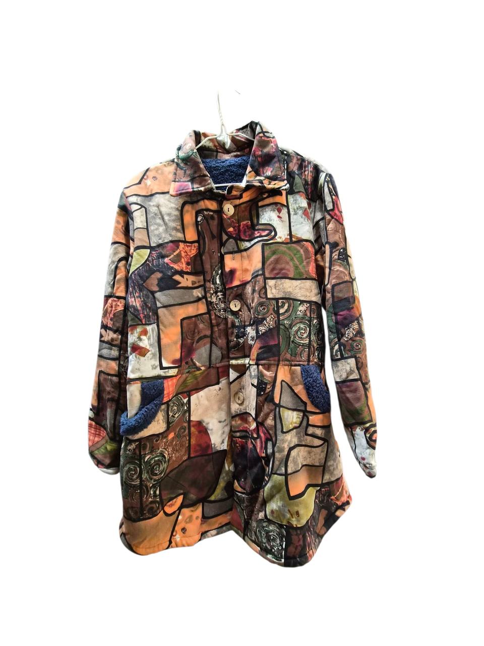 (새상품)패치워크 패턴 여성 털자켓 free size