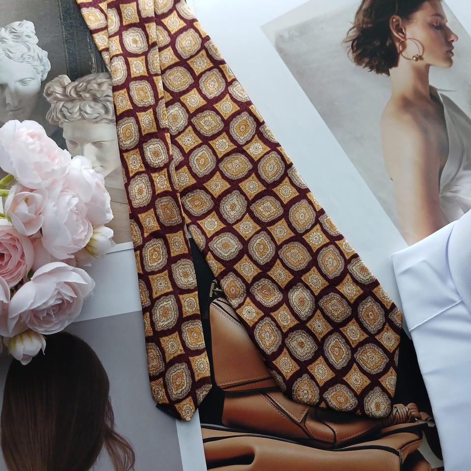 갭 실크 브라운 기하학 패턴 넥타이 9.1cm A+등급 A18549