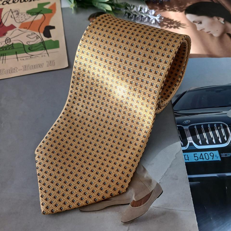 아쿠아스큐텀 실크 기하 패턴 넥타이 9.3cm A+등급 A19046