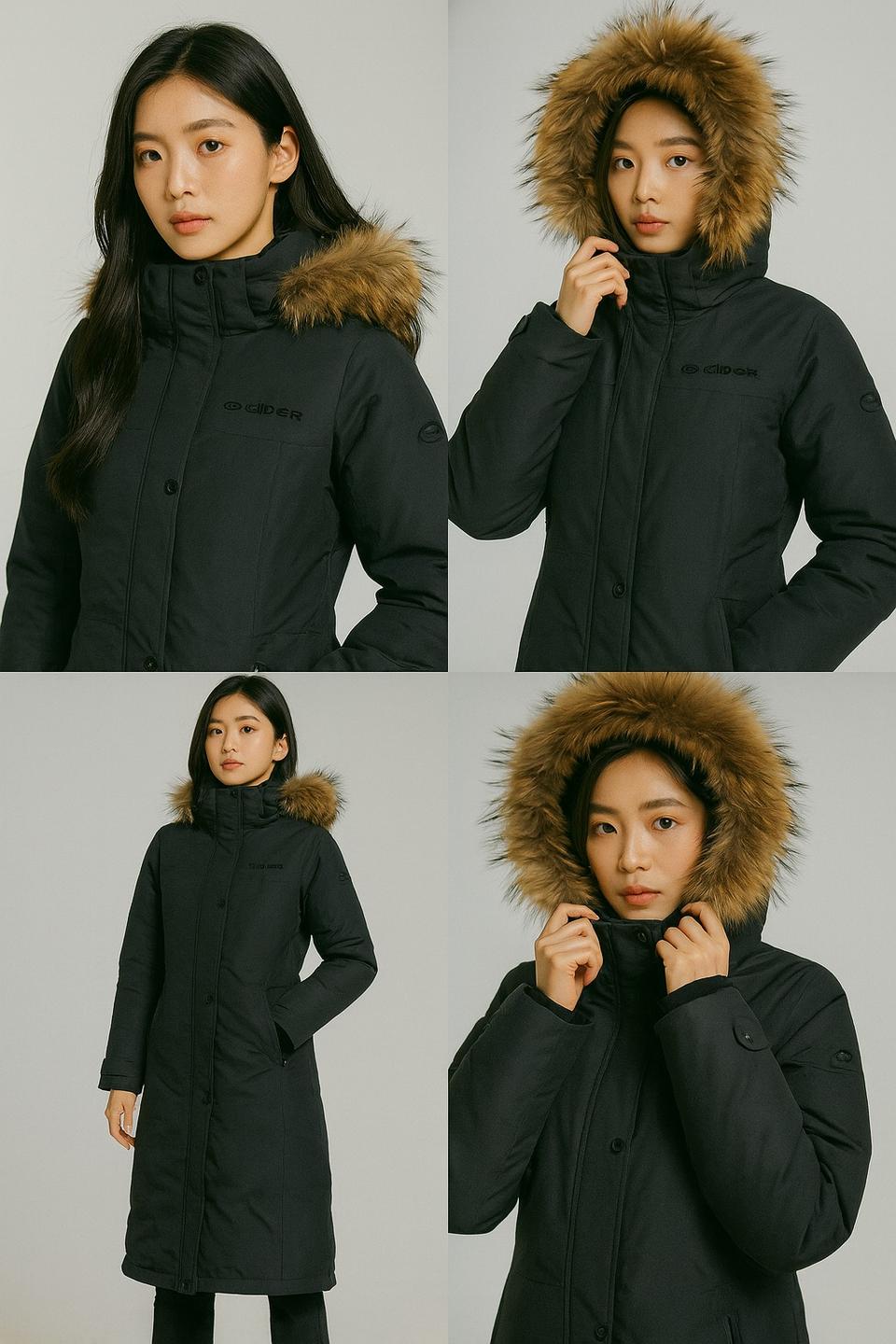 아이더 차콜 덕다운 롱패딩 여자 S 88 48