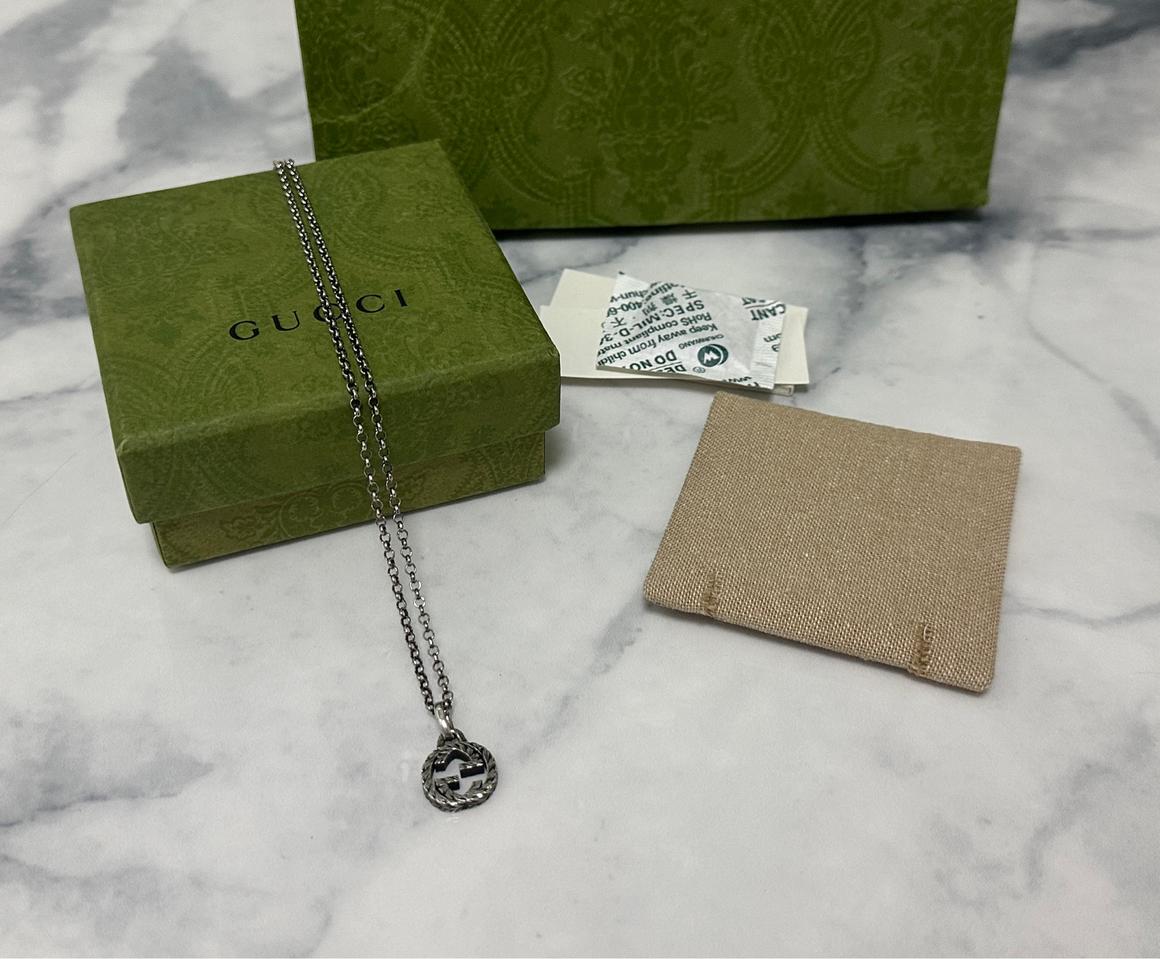 [F] 구찌 인터로킹 실버 목걸이 공용