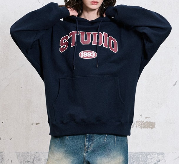 1993스튜디오(1993STUDIO) 아치 로고 후드_네이비