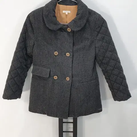 끌로에 키즈 코트 다이아 퀼팅 울 자켓 그레이 8y