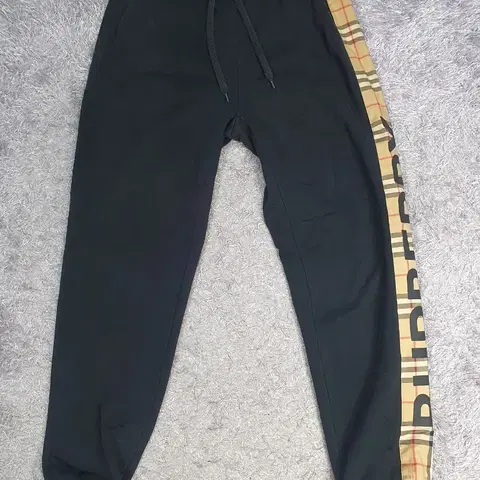 버버리 바지 레인 체크패널 사이드 버티컬로고 조거 팬츠 블랙 s