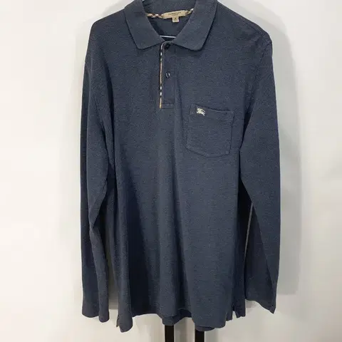 버버리 긴팔 카라티 블루m