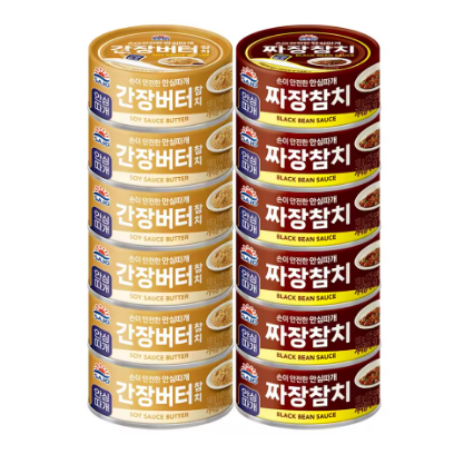 사조참치 100g 12개 (간장버터참치 6개 + 짜장참치 6개)