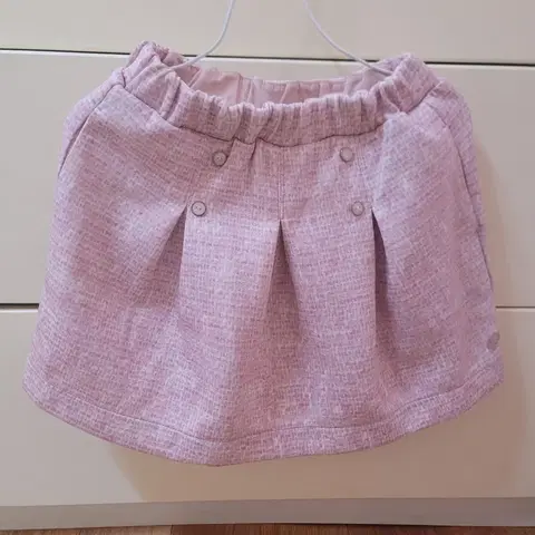 여아 핑크 트위드 스커트 주름 치마 130