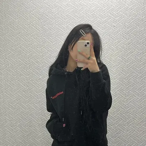 앤더슨벨 캐주얼 오버핏 지퍼 디테일 기모 후드티 S C06730