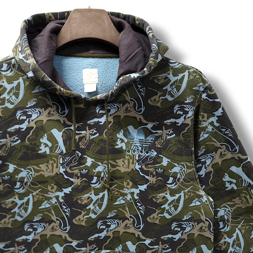 [100] 아디다스 카모플라쥬 파이어버드 올오버 기모 후드티셔츠