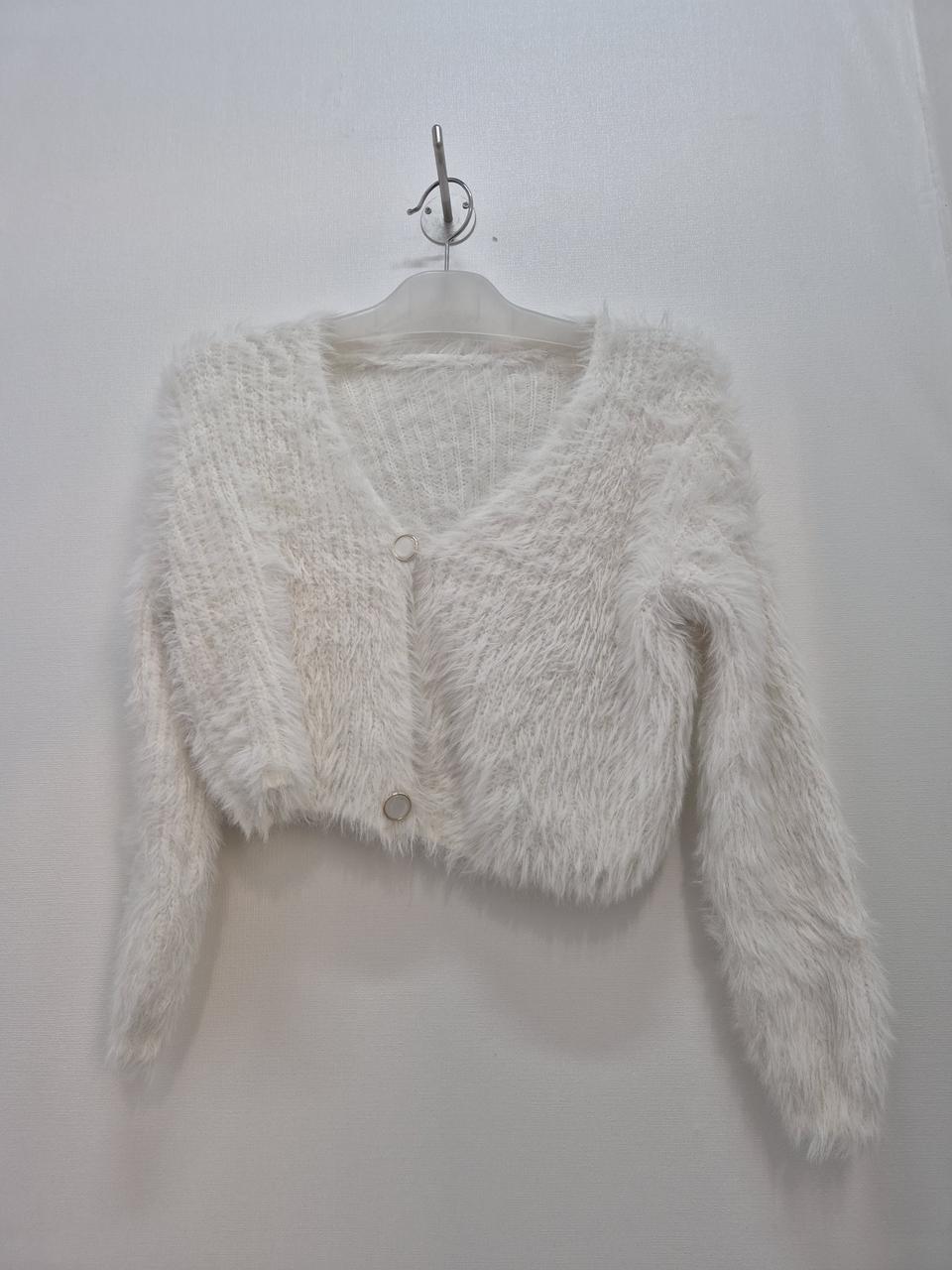 화이트퍼 크롭가디건