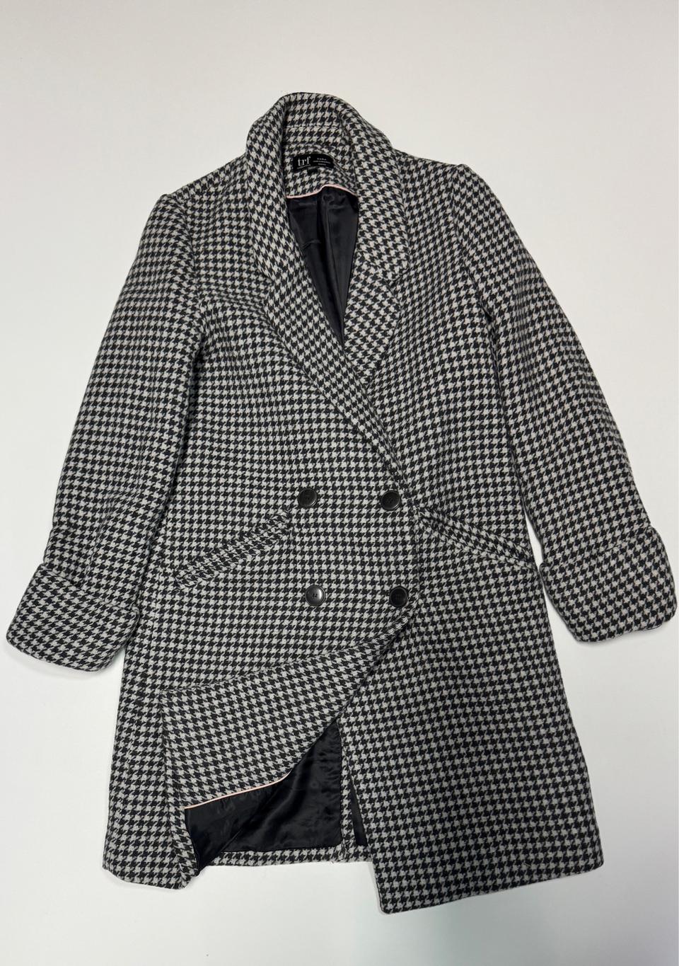 여성 자라 ZaRa 하운드투스 체크 패턴 코트