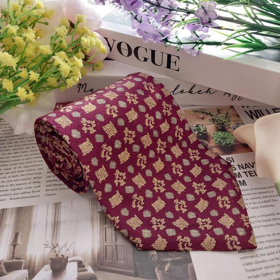 란셀 실크 와인 자카드 패턴 넥타이 9.9cm A+등급 K1364