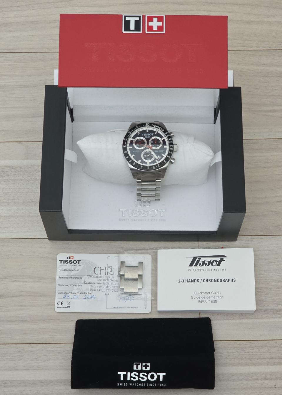 티쏘 (TISSOT) PRS516 크로노그래프 메탈 시계 보증서포함 풀박