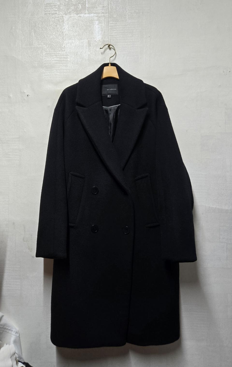 카이아크만 블랙 더블코트 55