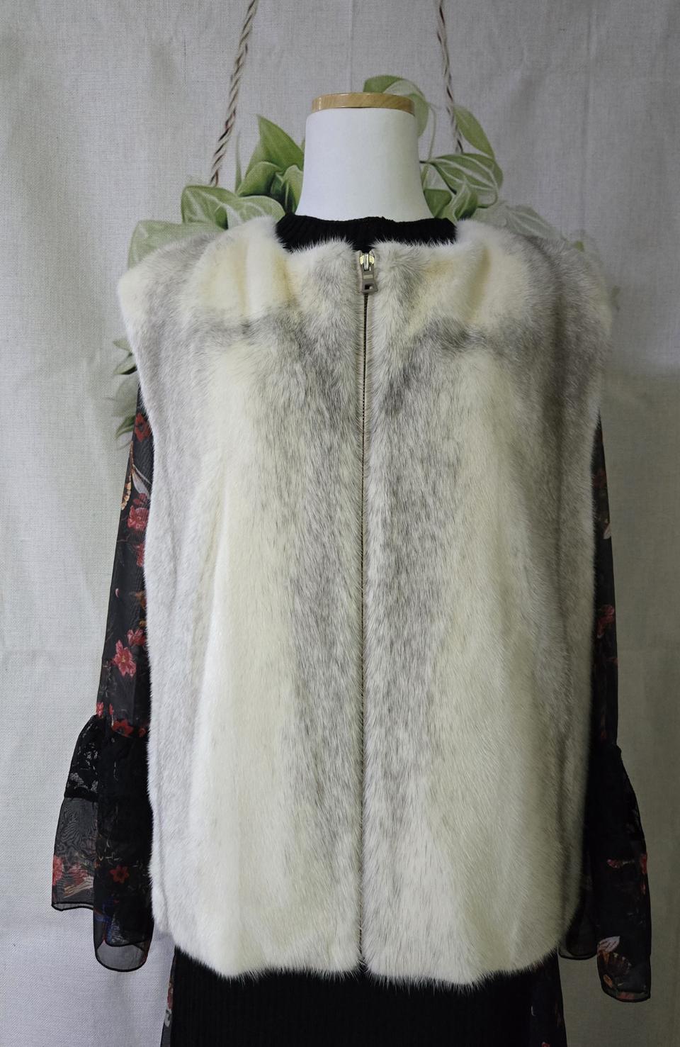 크로스 천연 밍크 베스트 조끼(새상품)