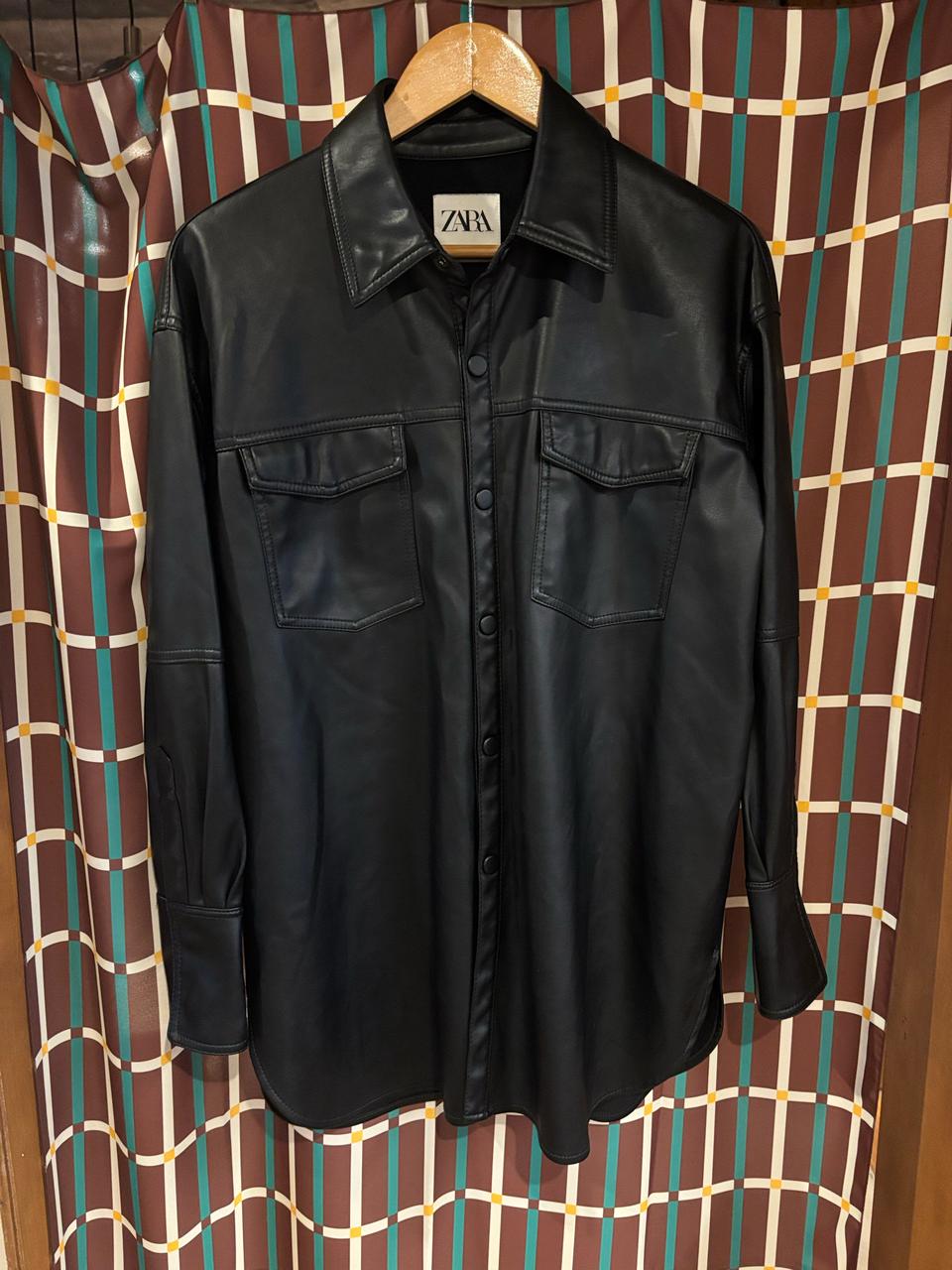 자라 블랙 레더 셔츠 자켓