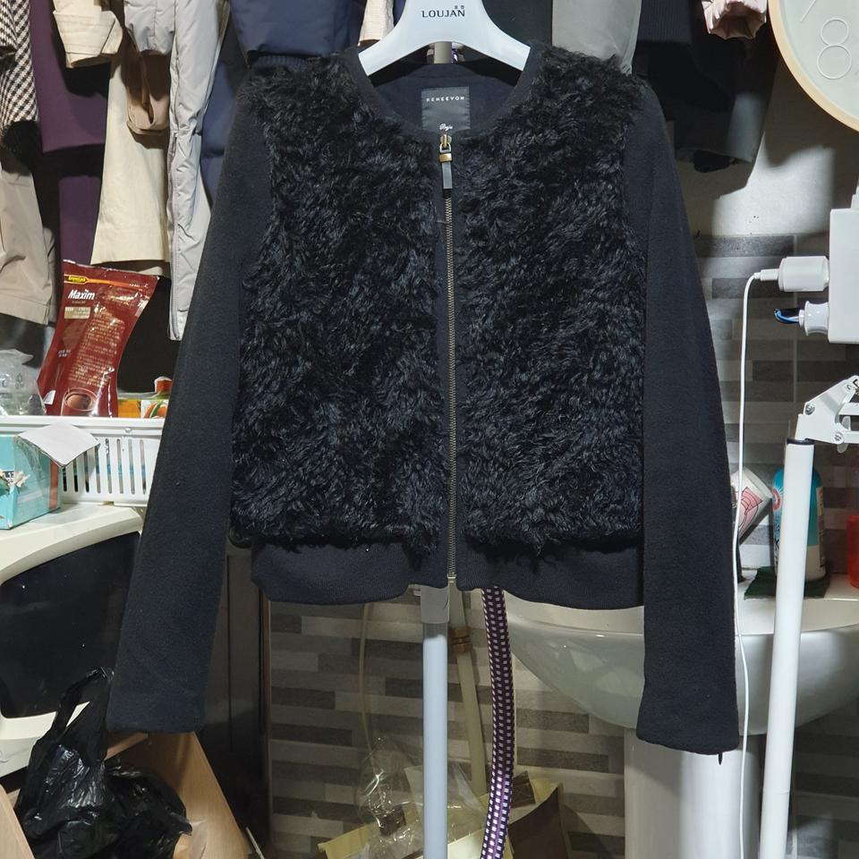 레니본. (모헤어100% 퍼) 짚업 숏 자켓