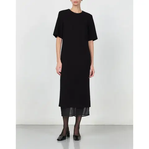 45번가 레이어드 롱 원피스 - 블랙 ,S