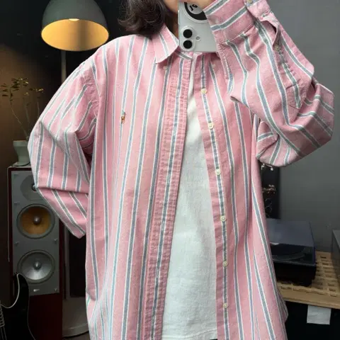 폴로 랄프로렌 핑크 스트라이프 셔츠