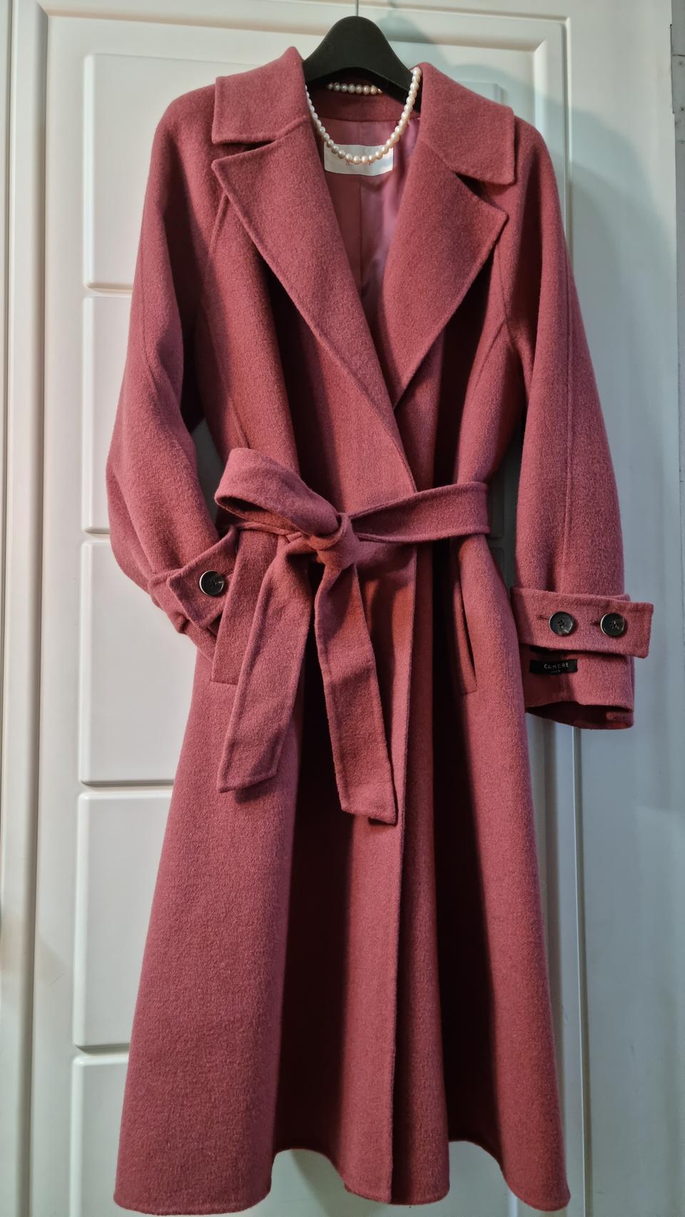 SOUP 숲 로즈핑크 캐시미어 울 핸드메이드 롱코트