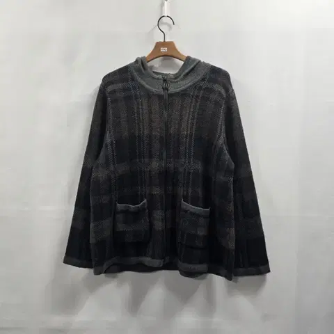 1712 ELLE 엘르 여성 집업 울니트 자켓 100(66) 체크