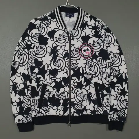 여성 95 파리게이츠 골프 글램 슬램 올오버 그래픽 패턴 코튼 져지 자켓