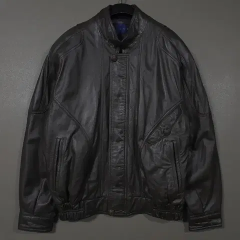 95 (M) HUNKY 고급 양가죽 블루종 램스킨 레더 봄버 블락 자켓