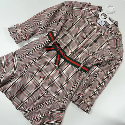 145 프렌치캣 체크 코트