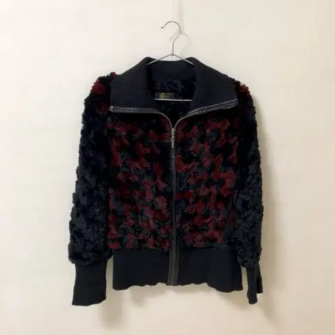 Roberto italy 레드 블랙 퍼 자켓 니트 집업 로베르토 이태리