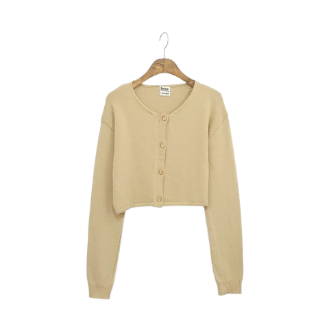 특가)라마지 크롭 베이지 니트 가디건