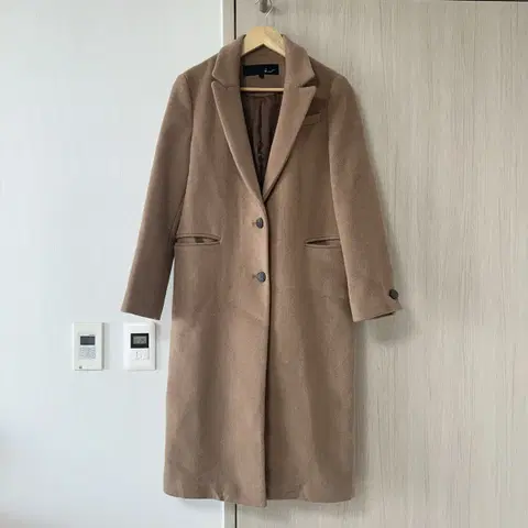 지컷 캐시미어 울 롱코트 브라운 55