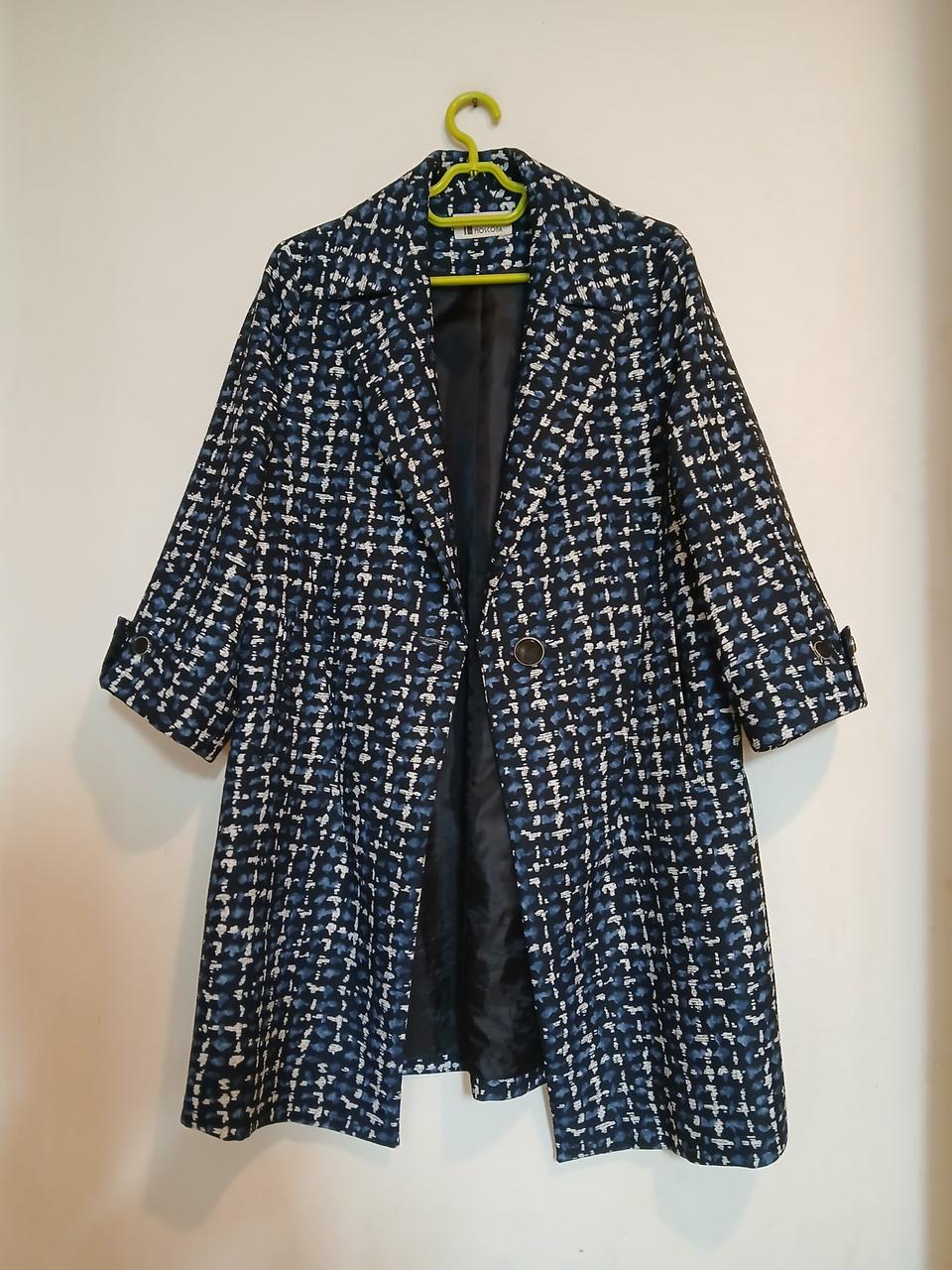 모스코사 체크 패턴 고급 트위드 스타일 하프 코트 자켓 재킷 아우터