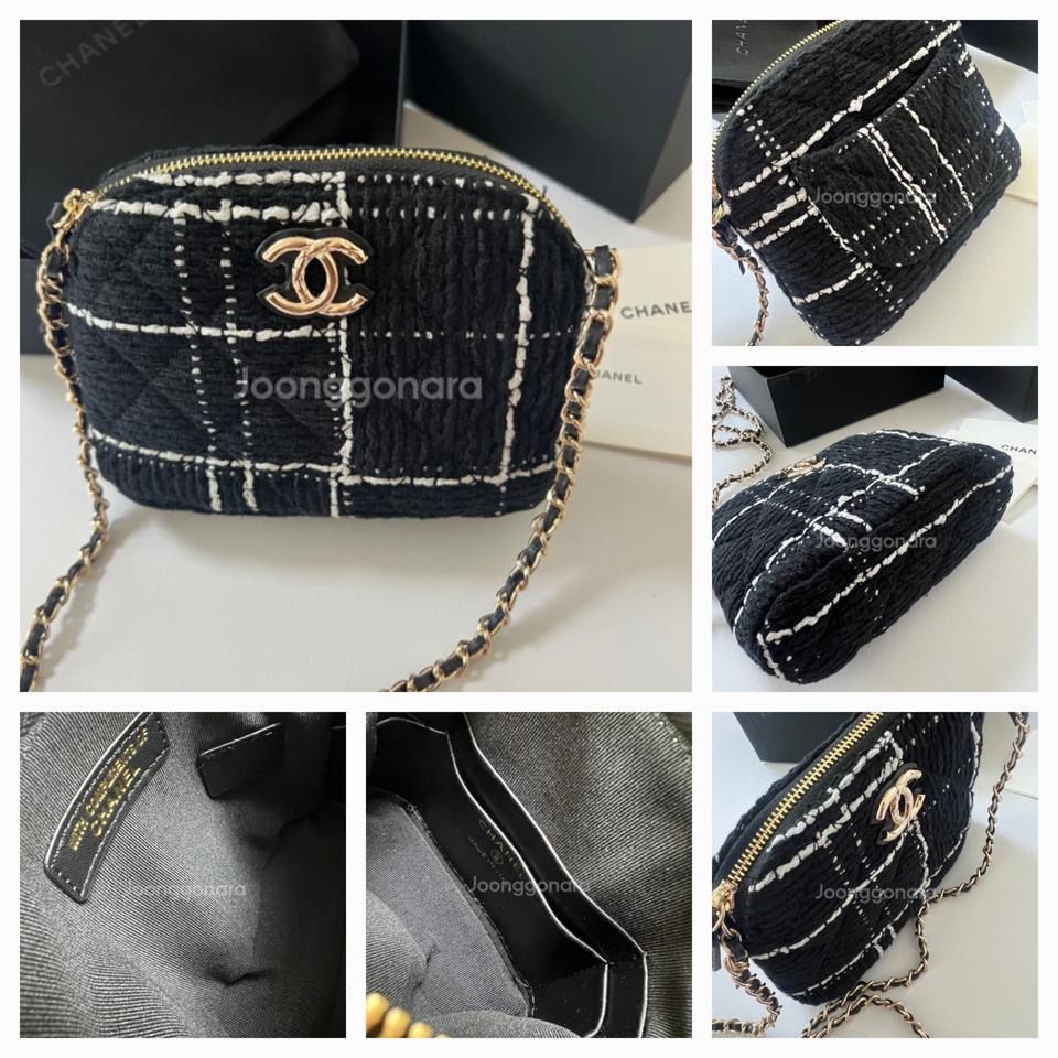 샤넬 트위드 미니크로스백