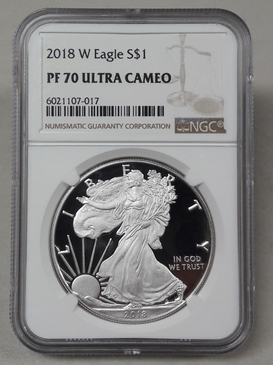 2018년 W 미국 실버이글 1oz NGC PF70 최고등급 프루프 은화
