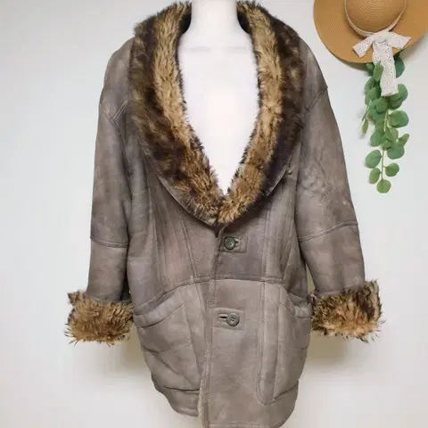 RENOIR 양가죽 양털 코트 88 다크브라운