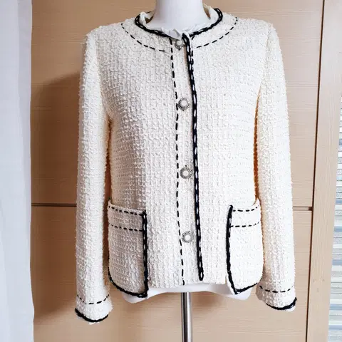 루쏘 스티치 트위드자켓 66 아이보리 투포켓