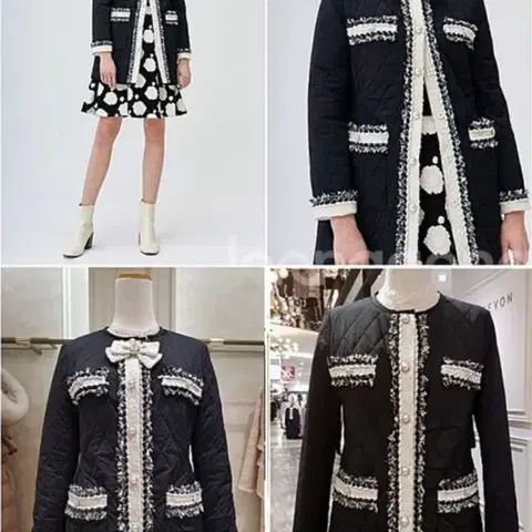 레니본 트위드 퀼팅자켓 44 55 정가86만원 경량패딩