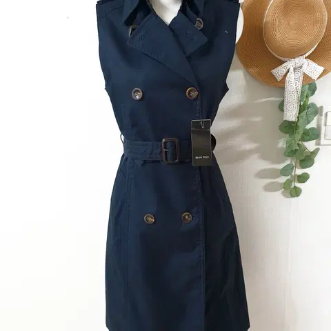 새상품 빈폴 트렌치원피스 90 95 네이비 목티랑입어요