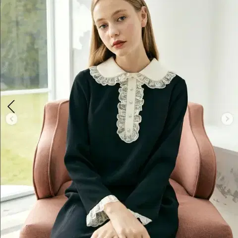 DEBB 레이스카라 배색 미니원피스 66 블랙