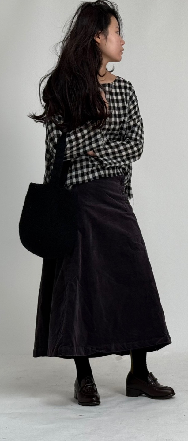 넬 스컷딥퍼플+체크블라