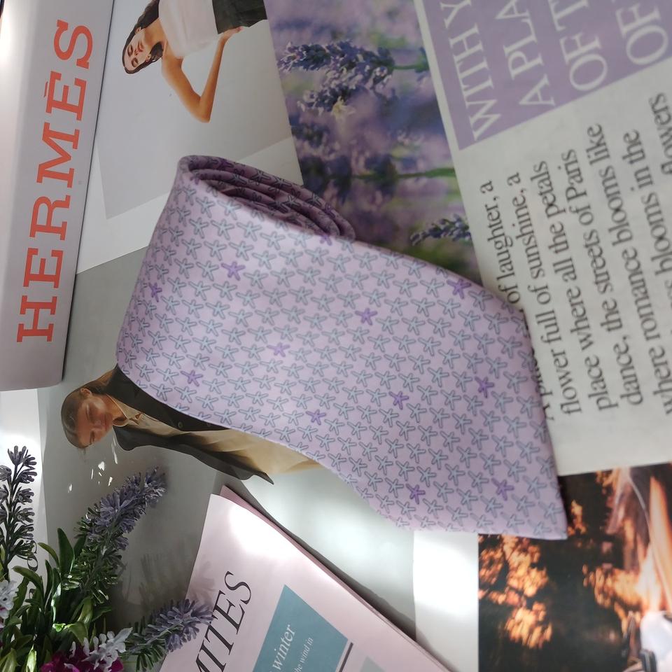 에르메스 실크 라벤더 불가사리 패턴 넥타이 9.2cm A등급 A19028