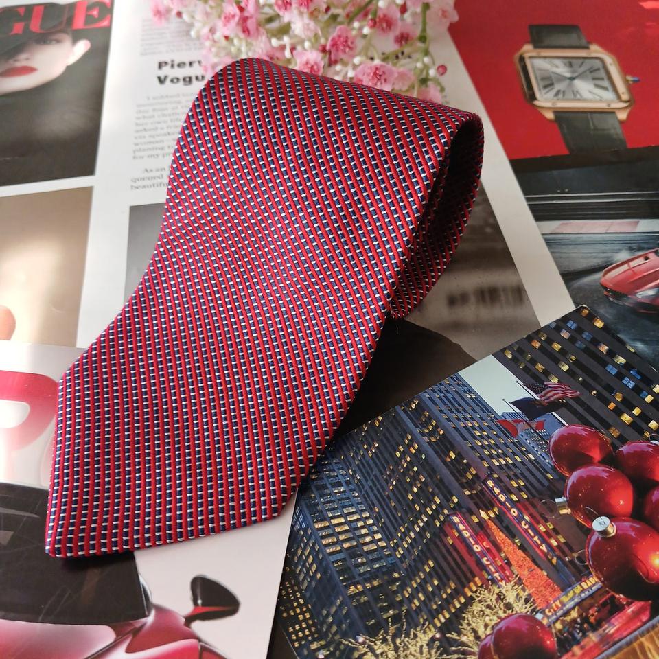 브룩스브라더스 실크 레드 지오메트릭 넥타이 8.9cm 새상품 A19072