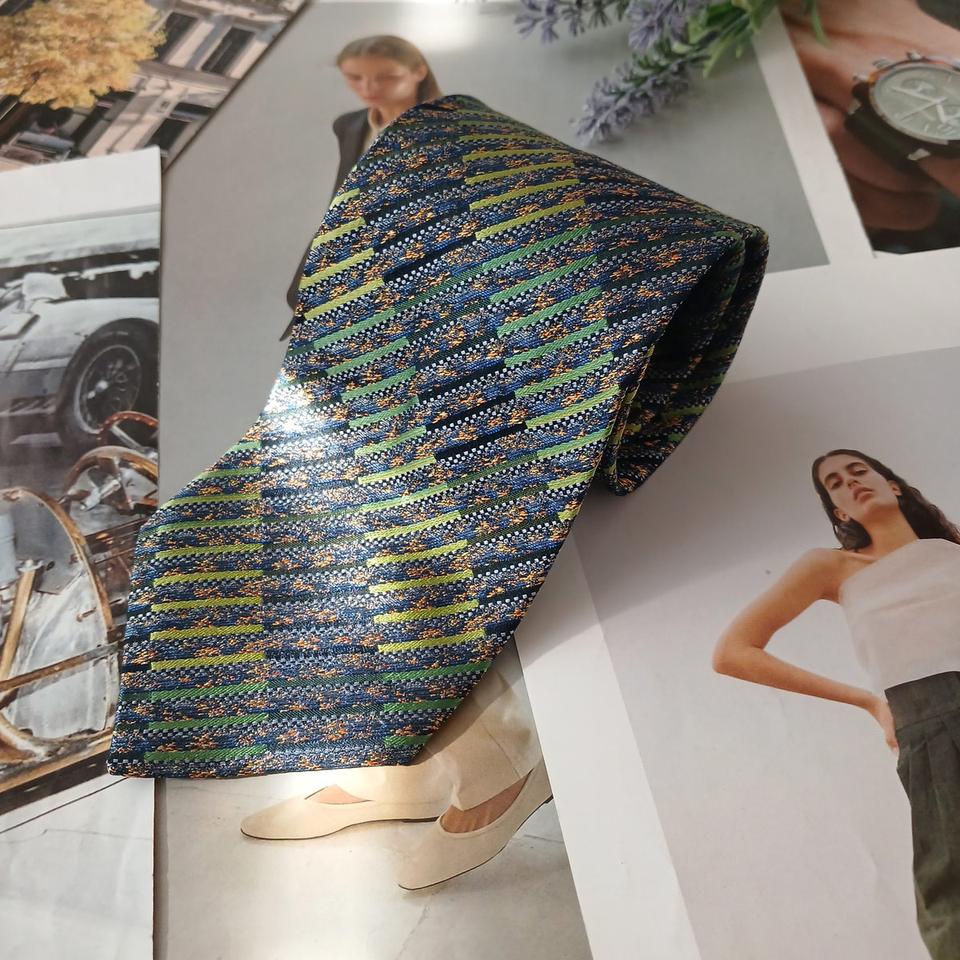 미쏘니 실크 다크그린 패턴 넥타이 9.1cm A+등급 A19073