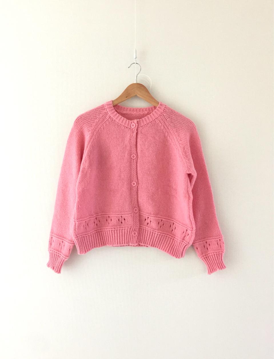 (새) 밝은 핑크 라운드 니트 가디건