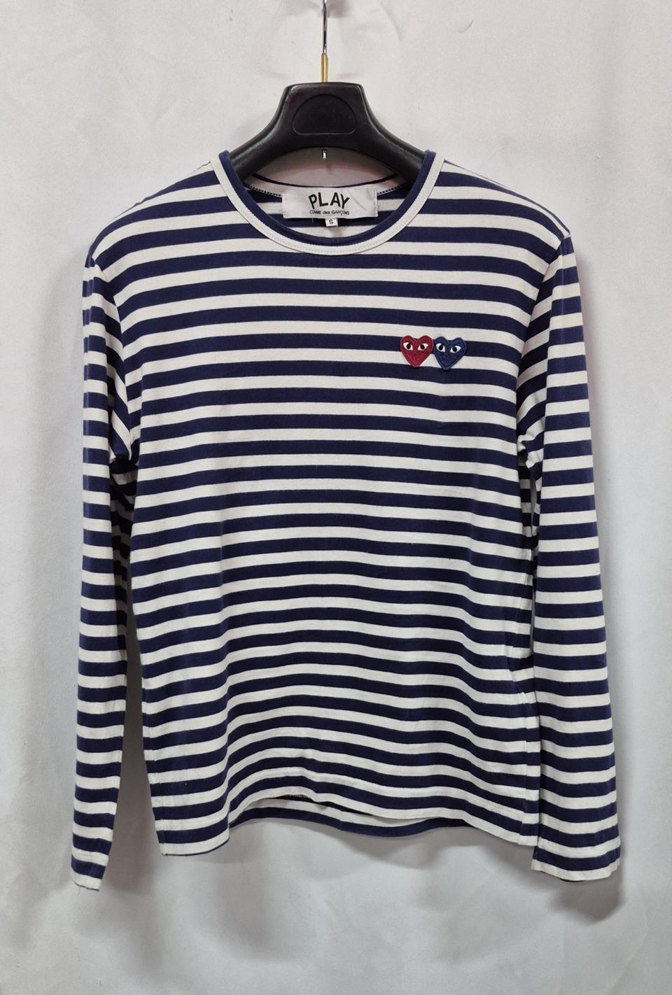 꼼데가르송 여성스트라이프 더블와펜 긴팔티셔츠 S