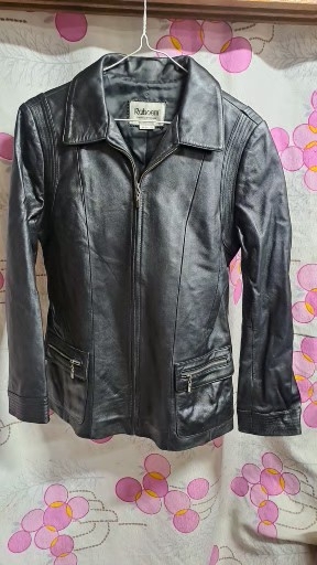 Raboeem 여성 가죽 자켓 블랙