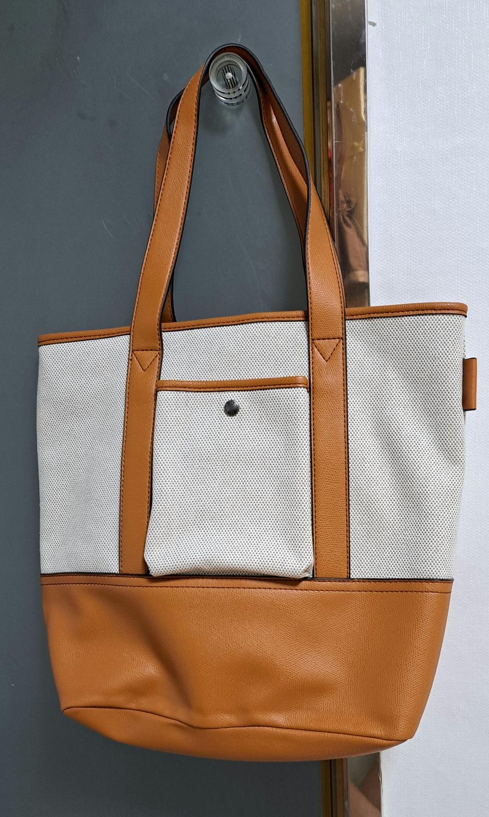 "엘르" 캔버스 가죽 토트백